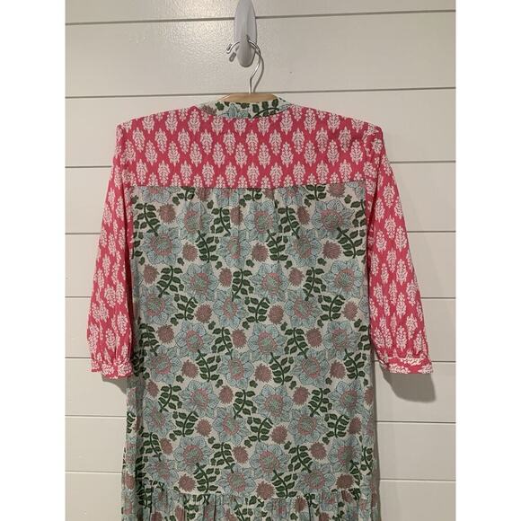 Zara | Midi Dress Floral Button Front V Neck Short Sleeve- Size Small - Picture 10 of 11